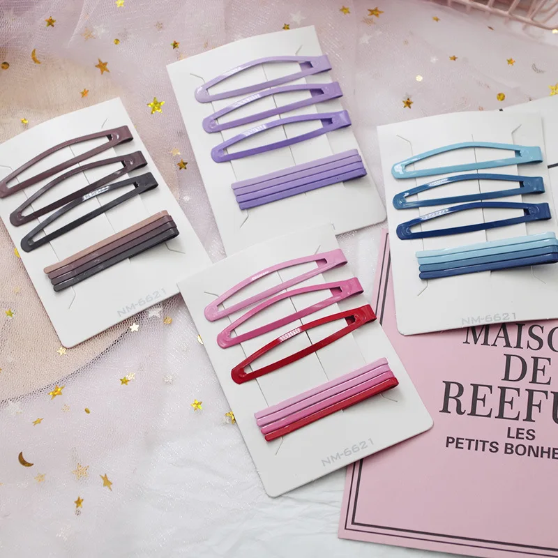 

7Pcs/set New Women Hair Accessories Headwear Set Solid Color Hair Clips Painting Girls Drop-shaped Barrettes Geometric Hairpins