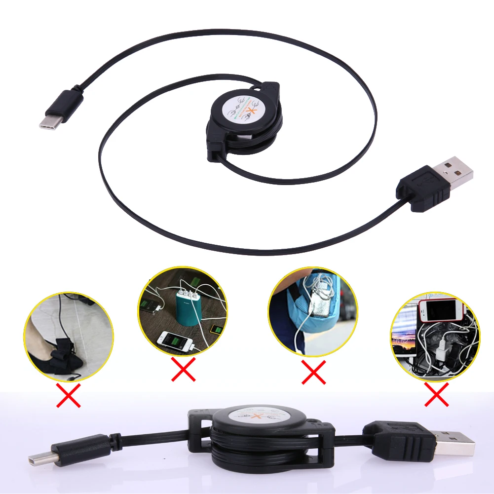 Выдвижной usb-кабель Type-C USB-C зарядный шнур кабель для синхронизации и передачи