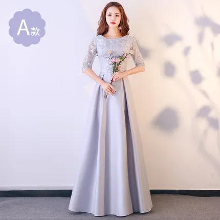 XBQS1107# кружевное Персиковое розовое стильное длинное платье средней длины и короткое платье подружки невесты свадебное платье для выпускного вечера одежды - Цвет: Grey
