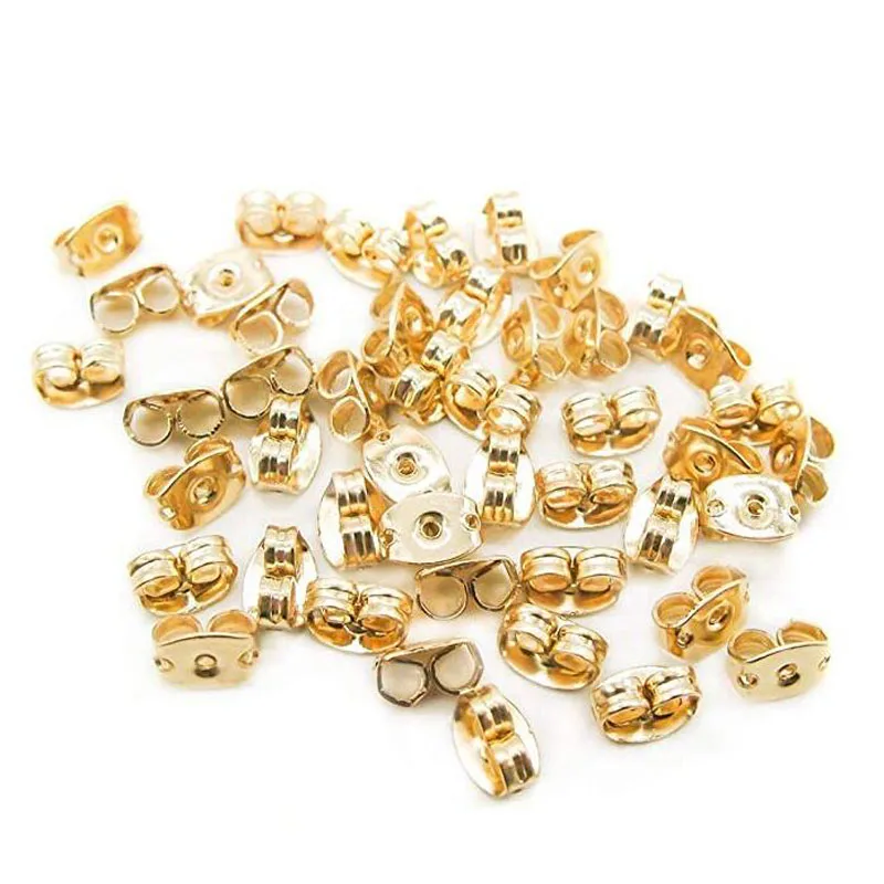 

100pcs 4.5x6mm Silver Tone Stainless Steel Nut Clutch Stud Earrings Posts & Backs Fittings Ear Stoppers Jewelry Making