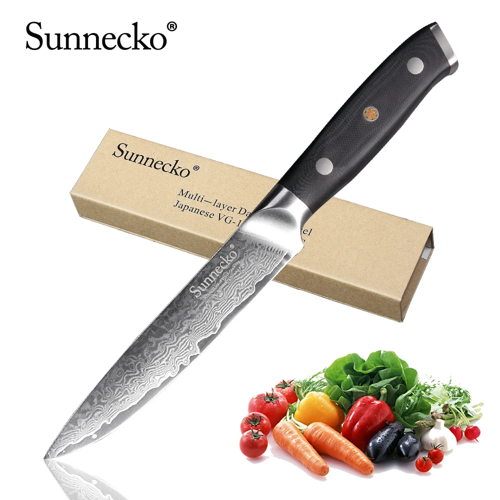 SUNNECKO 5 &quotУниверсальный Ножи 73 слоев Дамаск Сталь японский VG10 лезвие Кухня ножи G10
