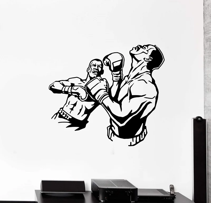 

Vinyl wall decal fight boxing knockout sparring sports, boxing gymnasium, training hall decoration QJ23