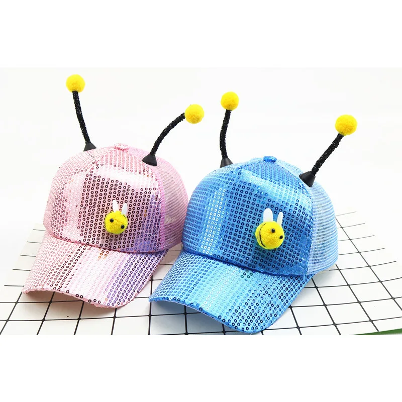 Детская бейсболка Bling Little Bee блестящая Кепка в стиле хип-хоп детская шапка с