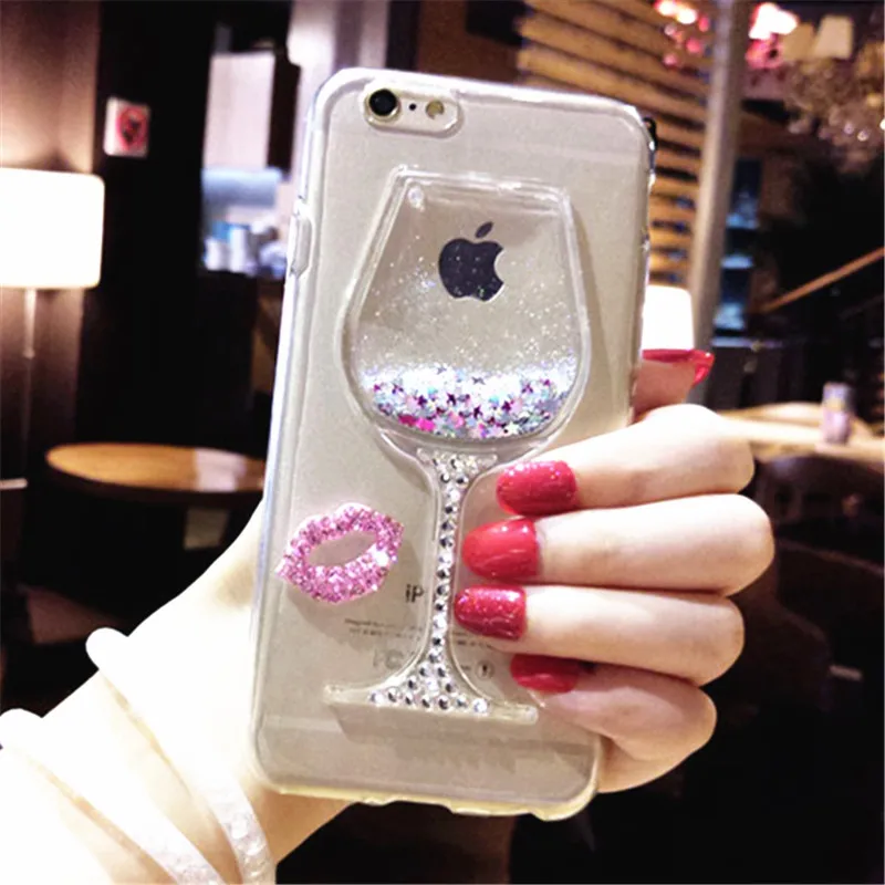 For OPPO A7 R15X RX17 Neo k1 A7X R17 Pro case 3D Liquid Quicksand Bling Wine Glass Phone Cases |