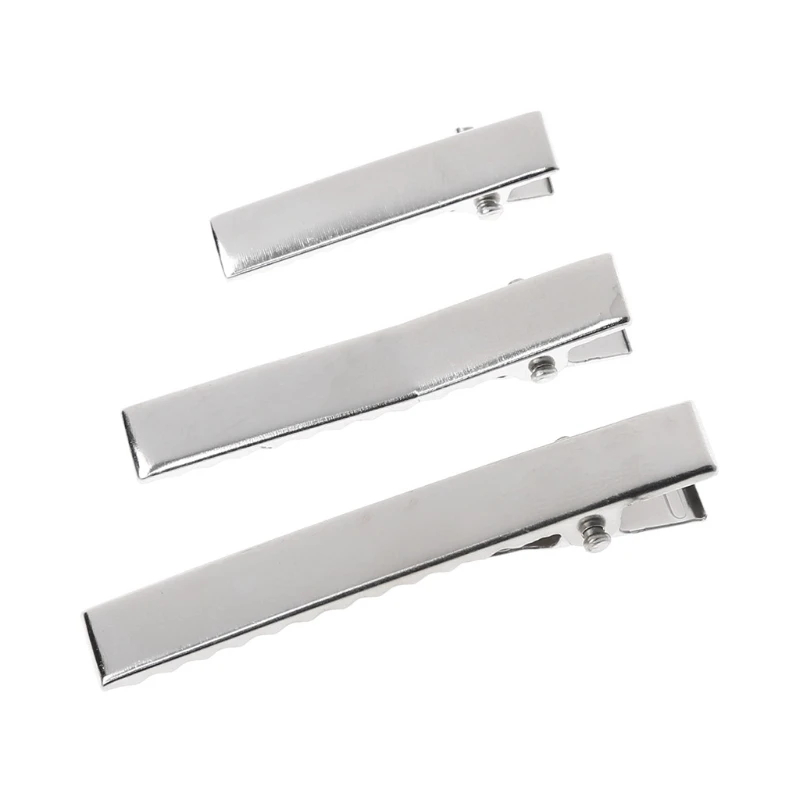 

50Pcs Silver Hair Clips Flat Metal Single Prong Alligator Tone Snap Clips Headwear Hairpins Hair Accessories DIY Barrette Teeth