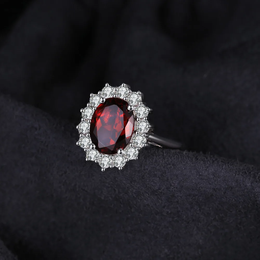JewelryPalace Кейт Принцесса Диана 2.5ct природный гранат Halo Обручение кольцо из
