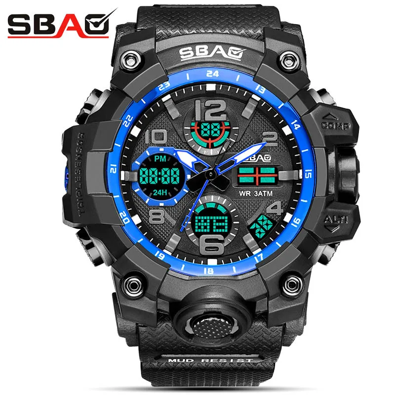 Модные мужские электронные часы Sbao спортивные многофункциональные