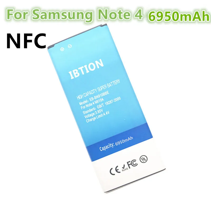Ibtion 6950 мА/ч EB BN910BBE аккумулятор NFC для samsung Galaxy Note 4 Аккумулятор SM N910F