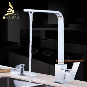 Смеситель для кухни, хромированный латунный Смеситель для раковины, смеситель для кухни с высокой аркой, поворотный на 360 градусов, смеситель для холодной и горячей воды, смеситель для воды с возможностью поворота на 360 градусов