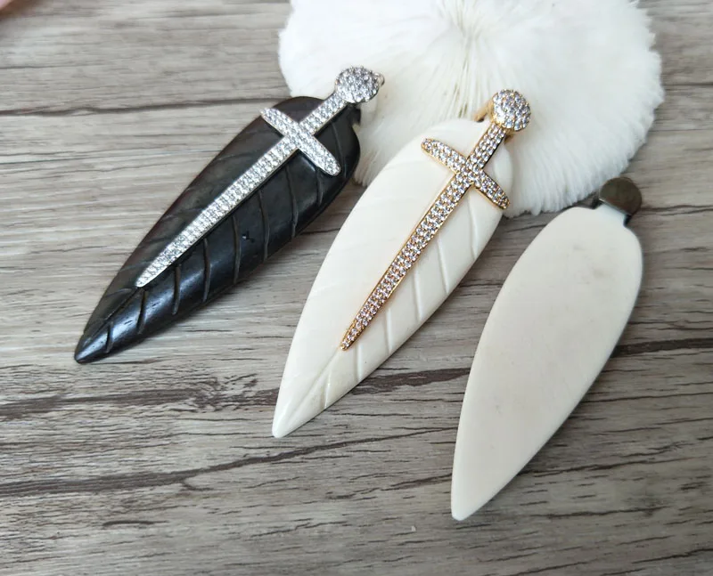 5 шт. уникальные кулоны в виде перьев и костей|ox bone pendant|feather pendantpave crystal pendant |