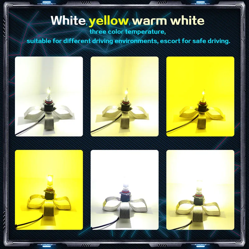 Светодиодный H4 H7 H11 фары для авто H1 HB4/9006 HB3/9005 H3 H27 Противотуманные 3 цвета 9600lm 80 Вт