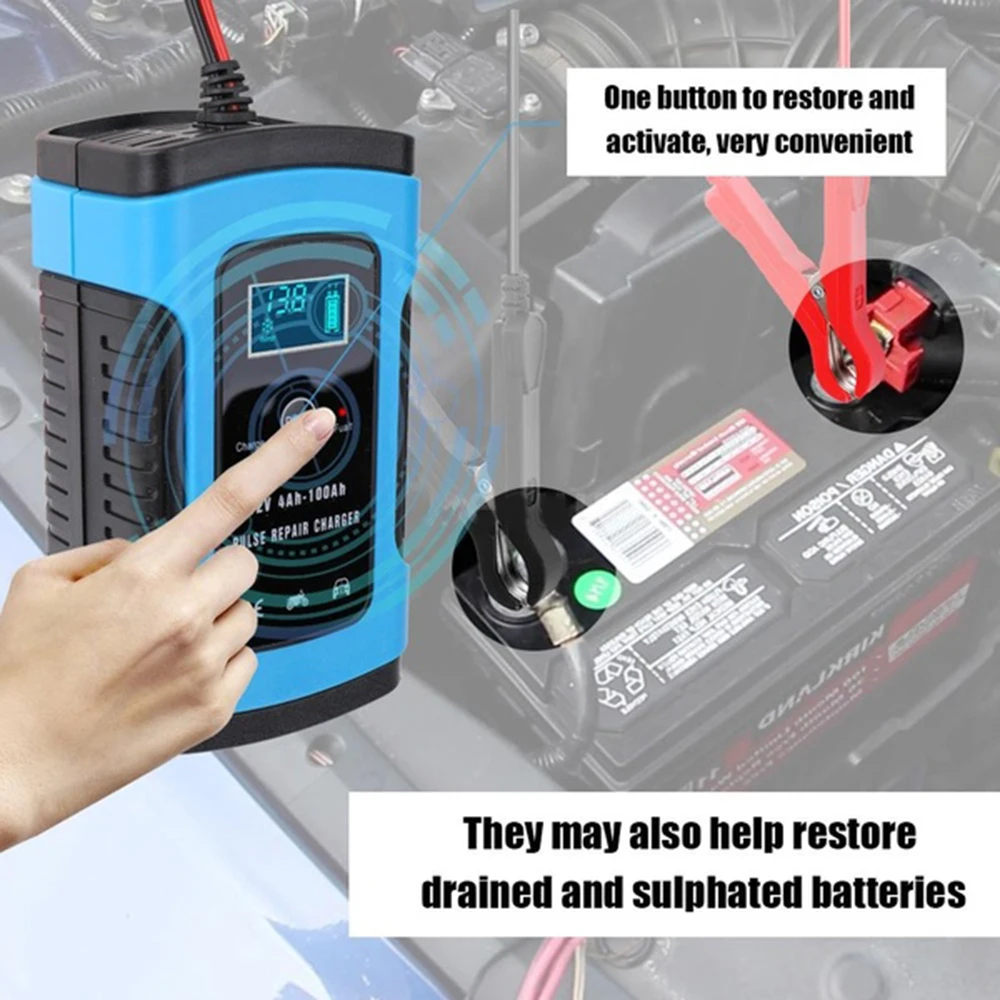12V 6A автоматическое зарядное устройство для автомобильного грузовика мотоцикла