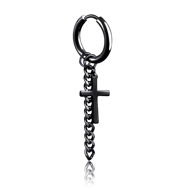 Серьги-кольца для женщин и мужчин 1 шт. панк нержавеющая сталь с перекрестными