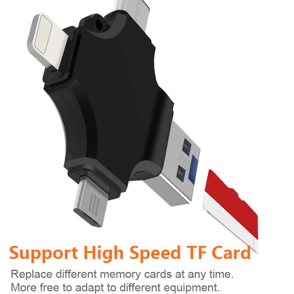 4 в 1 кардридер Micro USB Type C IOS OTG SD TF для Android Phone Momery Card Adapter iPad Macbook Camera|Картридеры| |