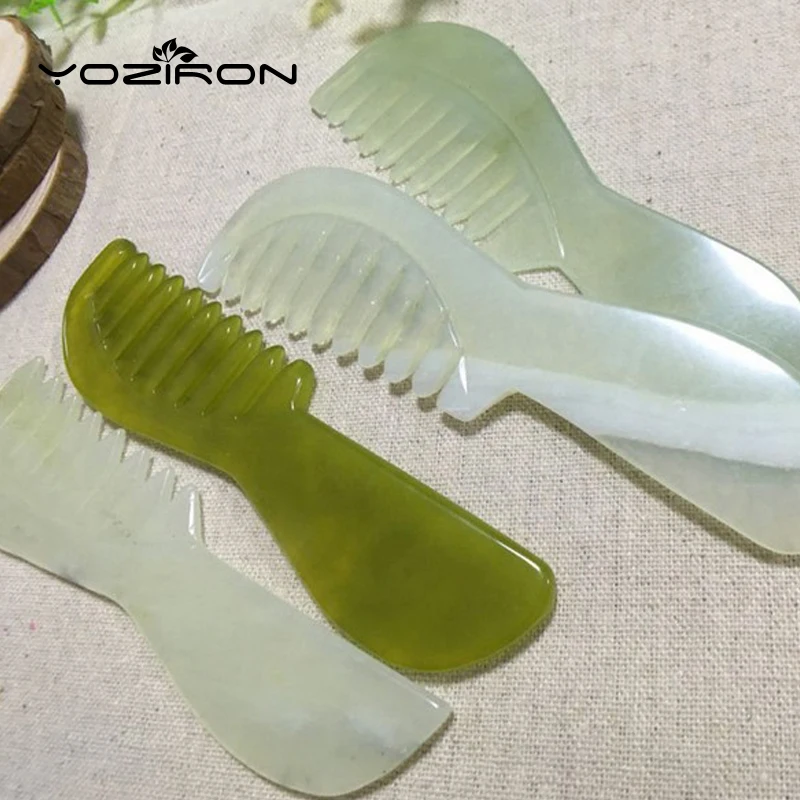 YOZIRON 1 Pcs head massager comb health care combing meridian Natural handle stones beauty Anti-hair loss P055 | Красота и здоровье