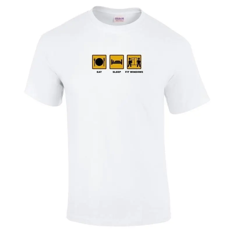 Eat Sleep FIT WINDOWS с двойным остеклением смешная футболка 16 цветов до 3XL новые футболки