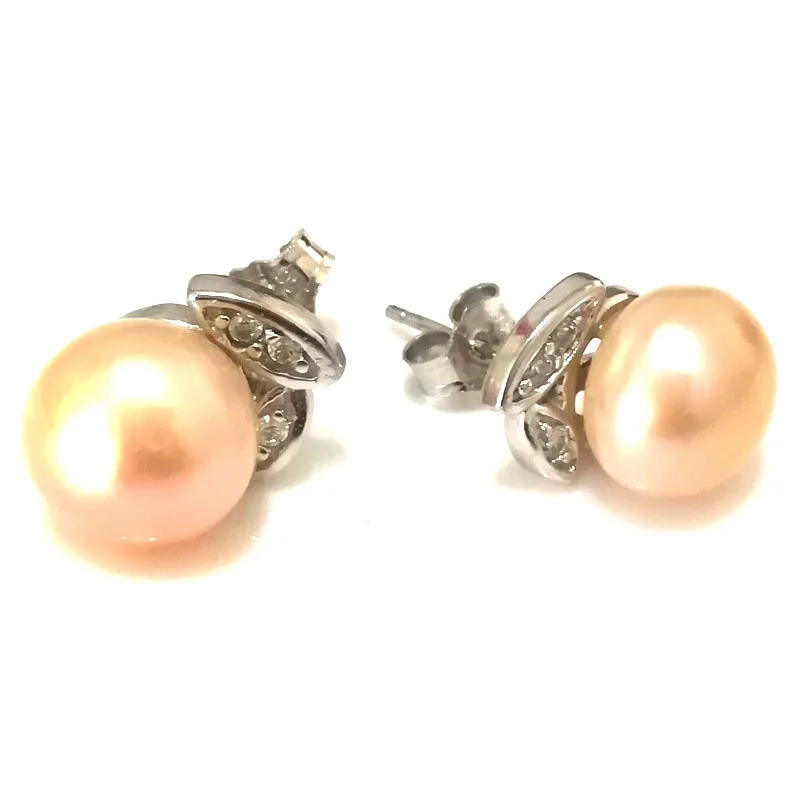 9 10 мм черная натуральная пуговица жемчужные серьги гвоздики из стерлингового