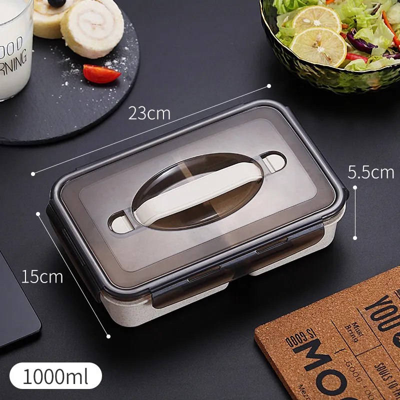 WORTHBUY, японский детский Ланч-бокс, микроволновая печь, Bento box с отделениями, пшеничная солома, Bento Ланч-бокс, герметичный контейнер для еды - Цвет: Khaki
