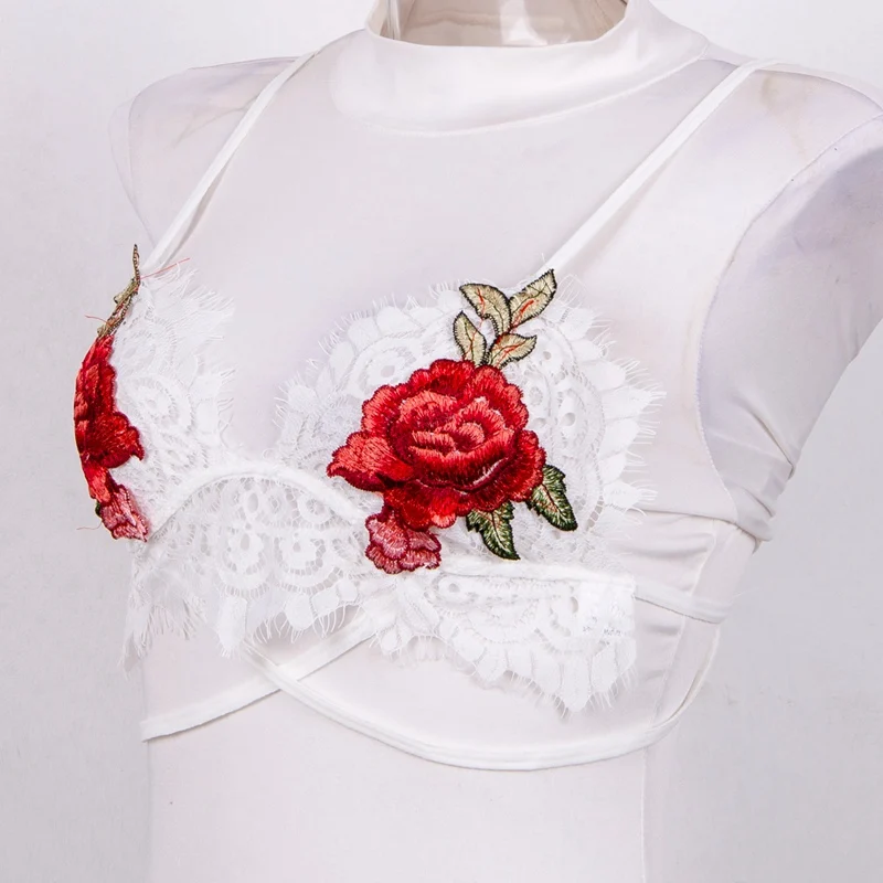 Лидер продаж 2017 укороченный топ с цветочной вышивкой женский бюстгальтер без