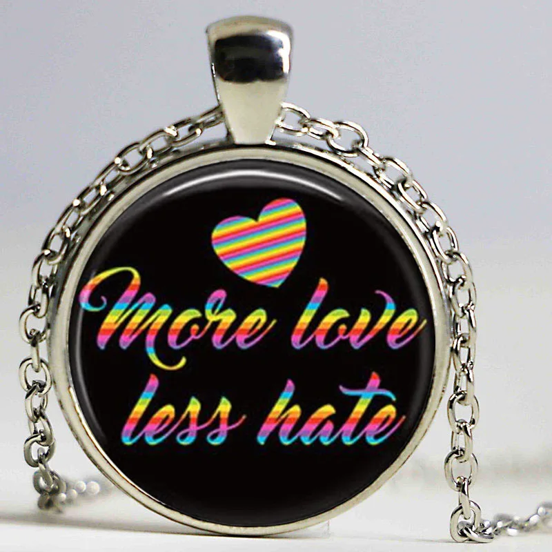 Ожерелье больше Love Less Hate ЛГБТ-ювелирные изделия ЛГБТ-колье Радужное для того же