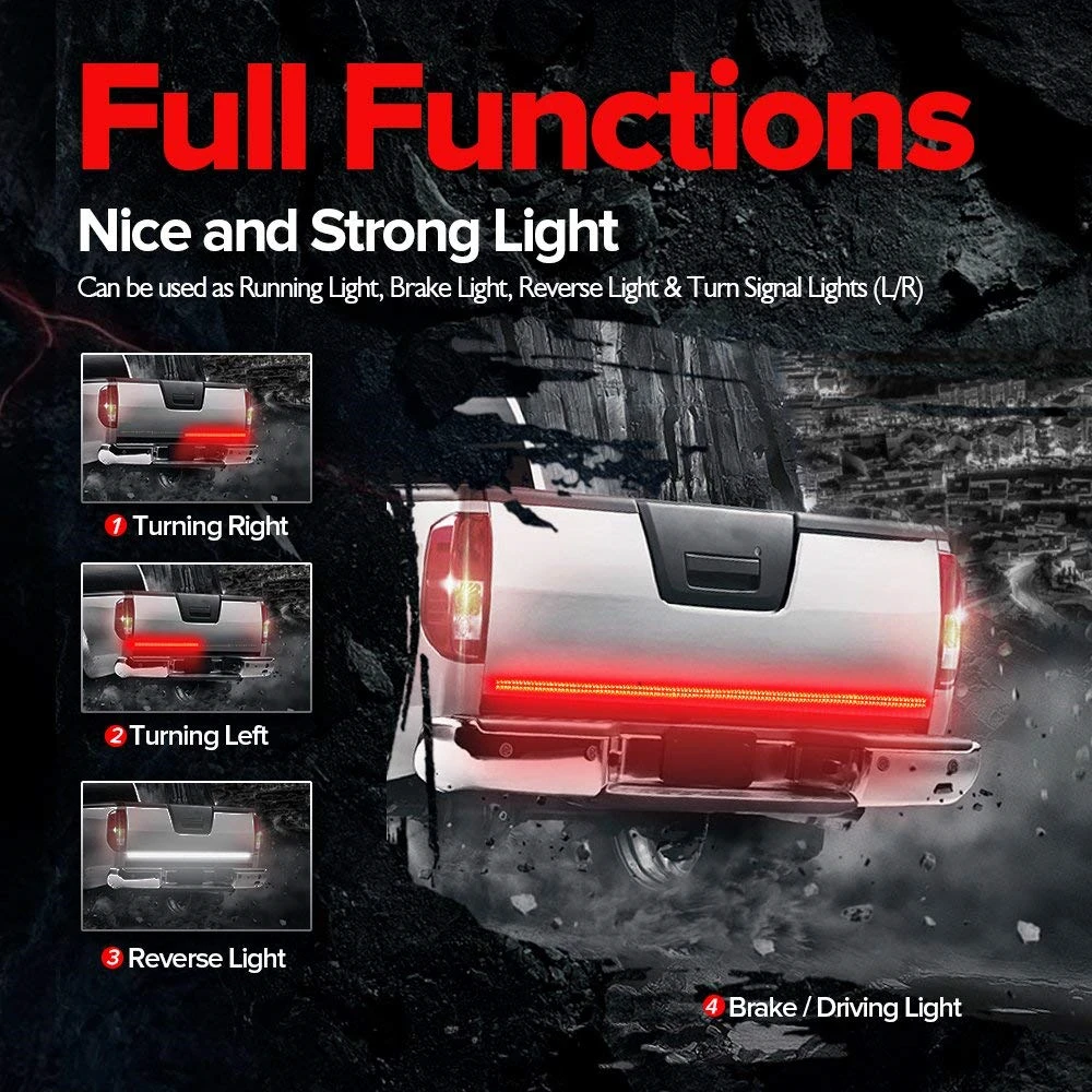 Comprar MICTUNING-tira Decorativa Flexible De Luces Led De Doble Fila Para Camiones, Luz De Cama Lateral De Puerta Trasera, Luces De Giro Para Coche, Lámpara De Marcha Atrás De Freno