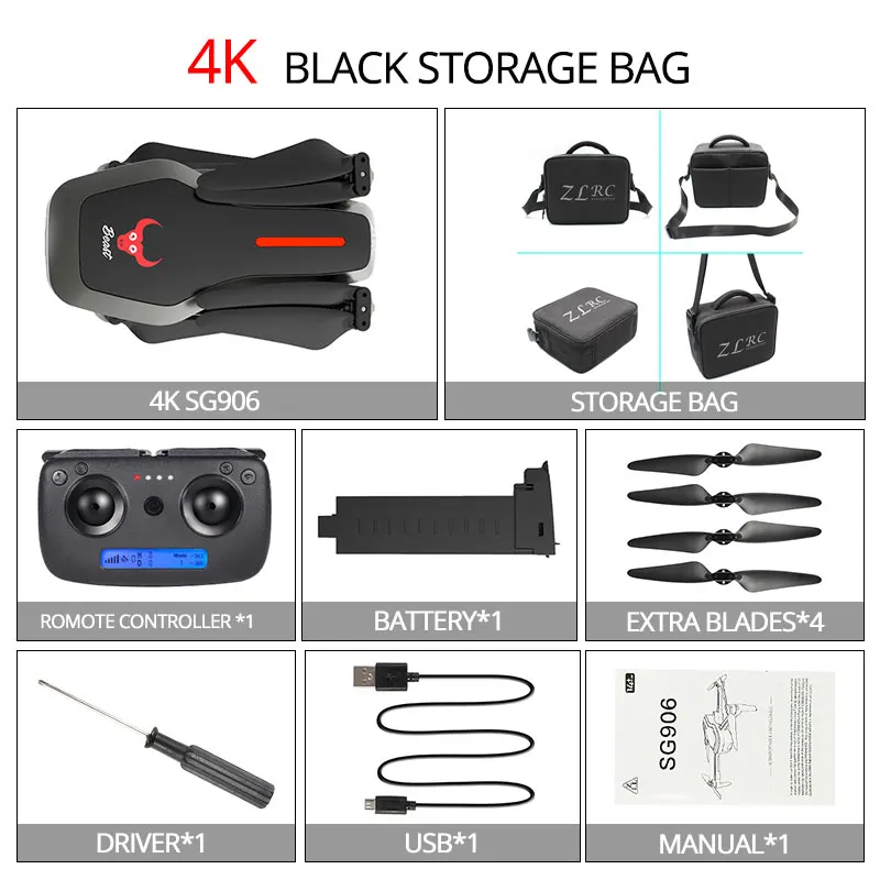 4k Black Storage Bag Бесщеточный 4K Дрон с 5G wifi FPV HD камерой 25 минут полёт gps Дрон камера RC Квадрокоптер Вертолет VS SG906 F11 E520S S167 - Цвет: 4k Black Storage Bag