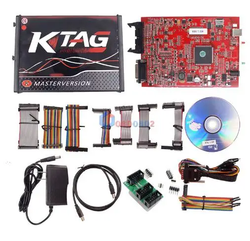 A KTAG 7.020 RED Набор для настройки Kess V2 V5.017 KTAG V7.020 Manager No Token K-TAG 7,020 CU чип-тюнинг с 22 адаптерами BDM подходит для KTAG/KESS - Цвет: A KTAG 7.020 RED