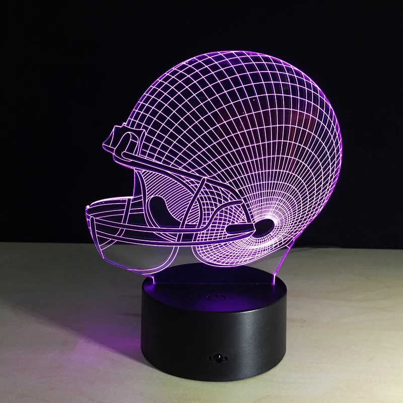 7 цветов Lampara Футбол USB Новинка Питтсбург шлем RGB светодиодный ночной Светильник 3D
