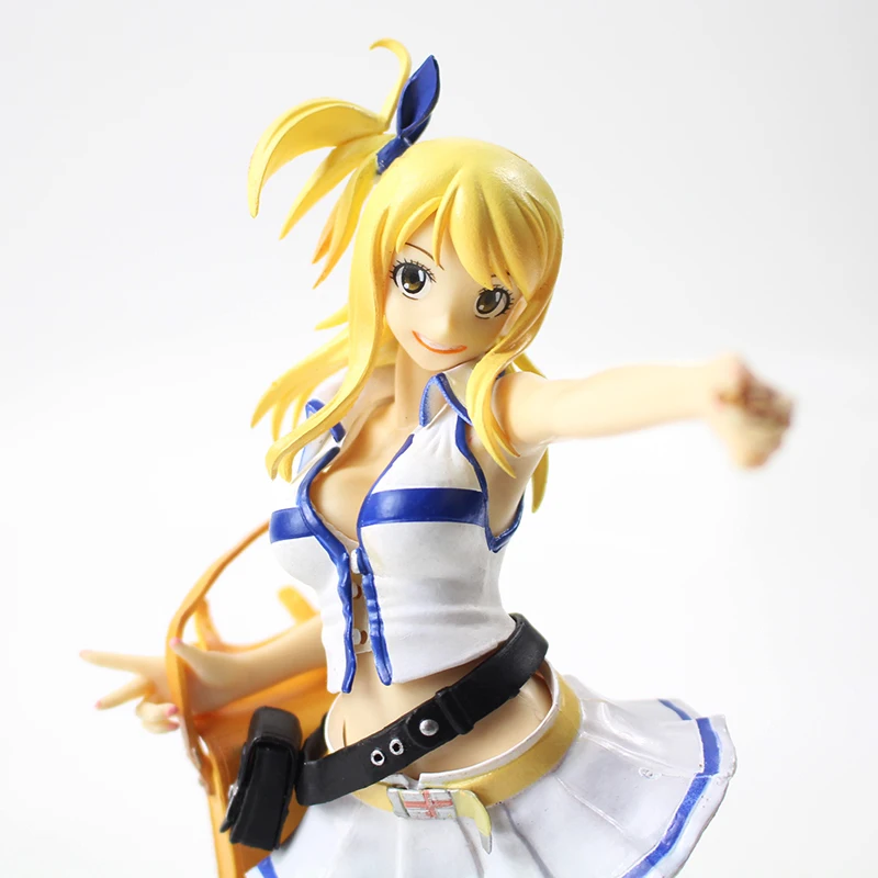 20-22 см Fairy Tail Люси Heartfilia серый Fullbuster 1/7 Масштаб Окрашенные рисунок белое платье Косплэй ПВХ Коллекция Модель игрушки кукла
