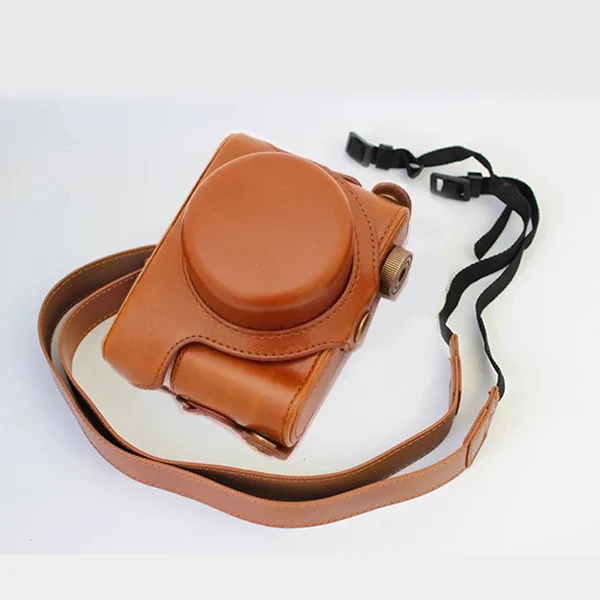 Brown Портативный из искусственной кожи чехол камера сумка для Panasonic LUMIX LX7 LX5 LX5 DMC-LX7 камера защитная крышка с ремешком - Цвет: Brown