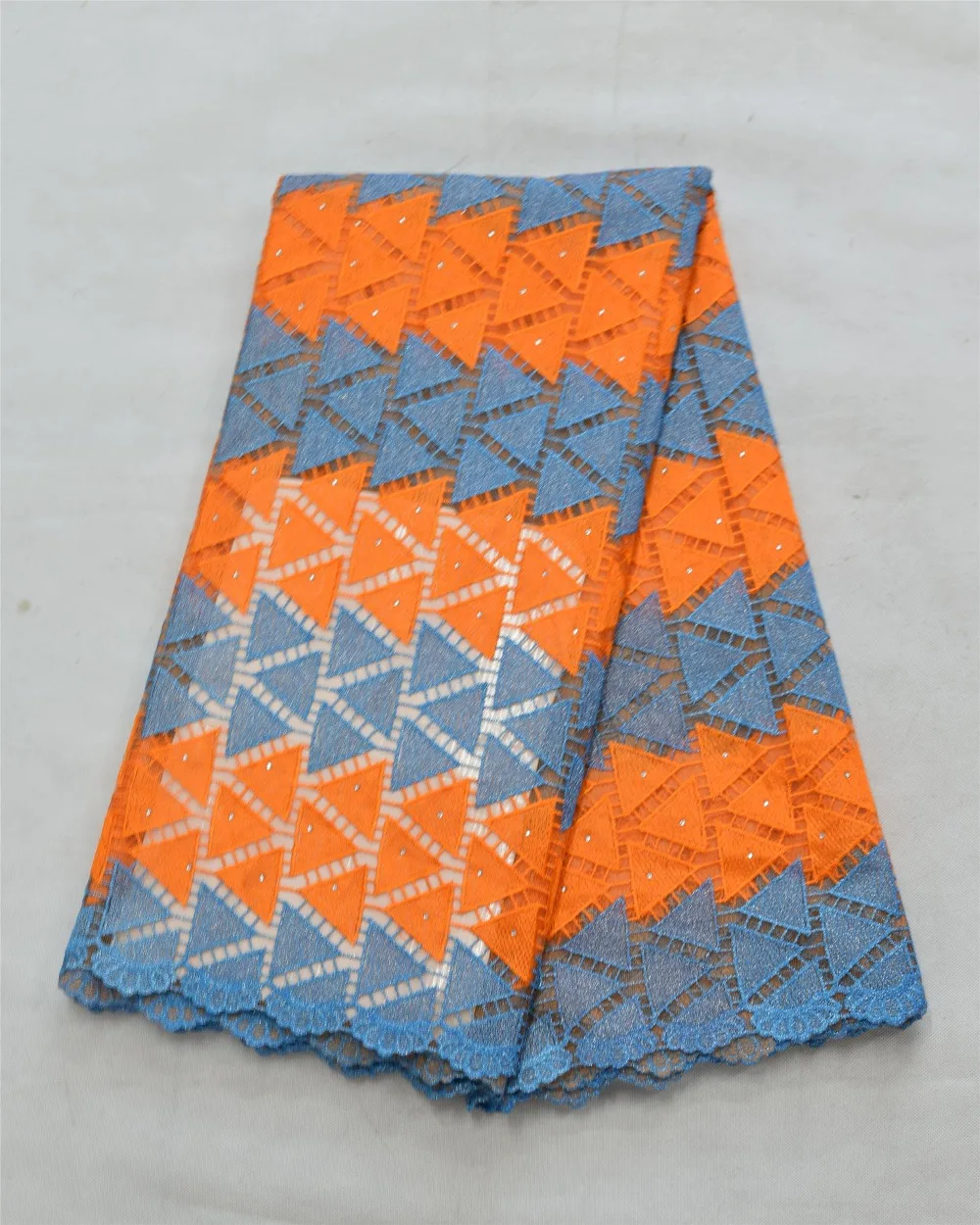 2017 High Quality African Lace Fabric For Wedding Embroidered France mesh Fabrics orange color Stones Guipure Cord | Дом и сад