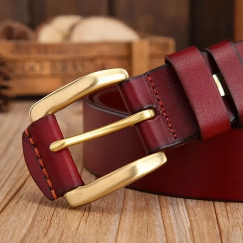 Новая пряжка первый слой кожаный красный ремень мужские дизайнерские ремни кожа