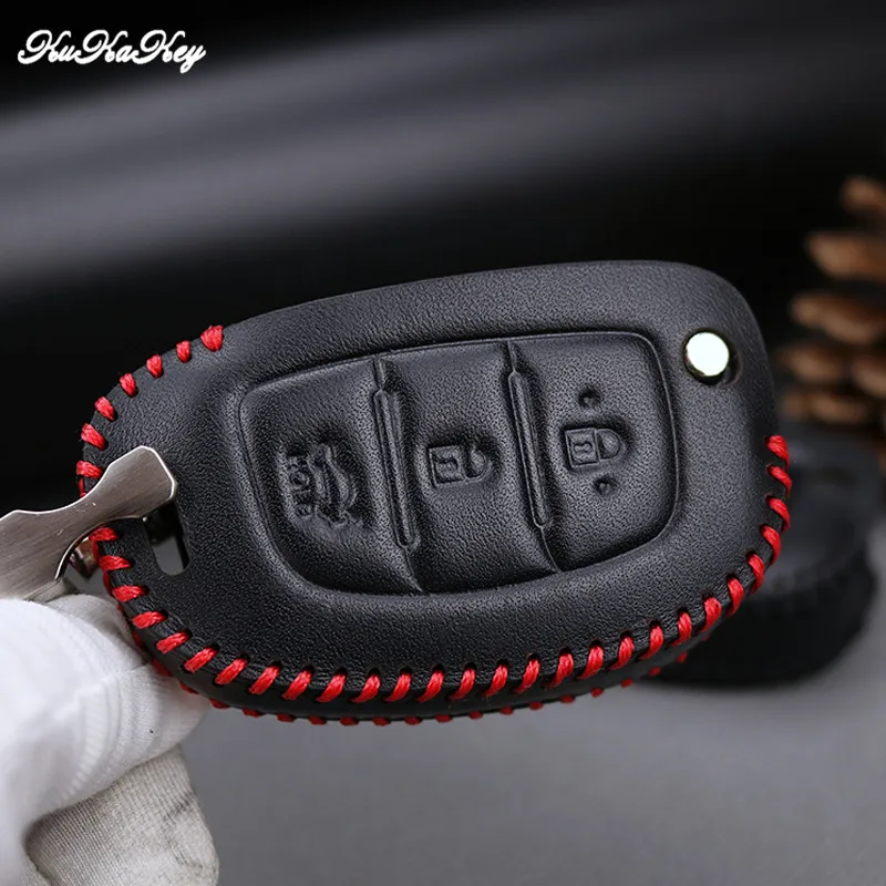 KUKAKEY кожаный чехол для автомобильного ключа Hyundai iX20 IX30 IX35 I40 Iix25 Tucson Elantra Verna Sonata