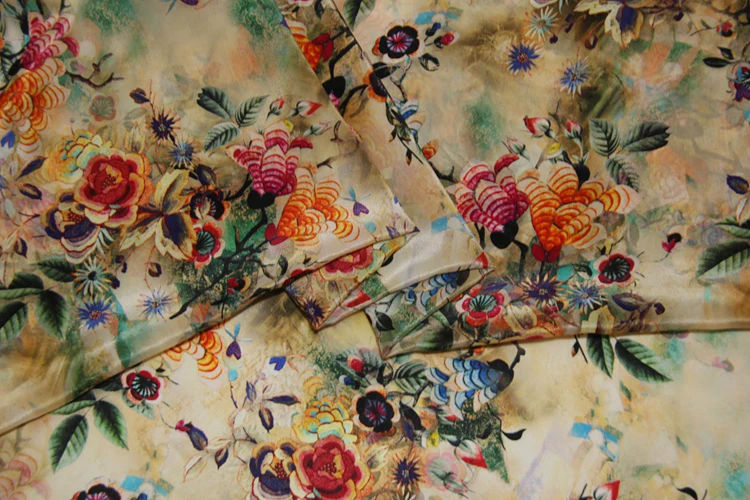 New 138 cm wide 12 mm 100% silk crepe de Chine fabric with spray-painted skirt garment | Дом и сад