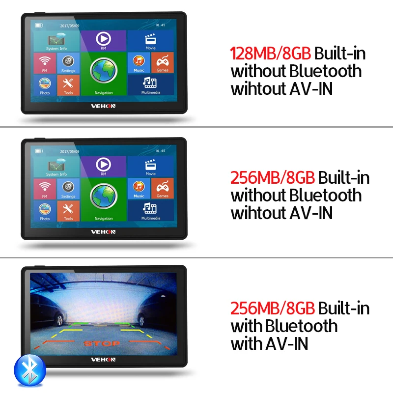 GPS навигации 7 дюймов 8 ГБ 256 МБ емкостный Экран с Bluetooth и AV в fm Функция Авто