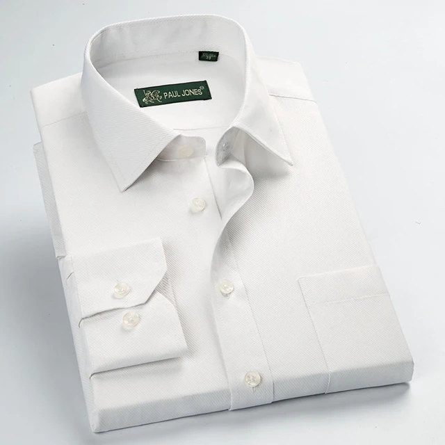 5561 Twill Men's Classic Regular-fit Plain/Striped/Twill Basic Dress Shirts with Pocket Formal Business Long Sleeve Work Office Tops Shirt - Цвет: 5561 Twill