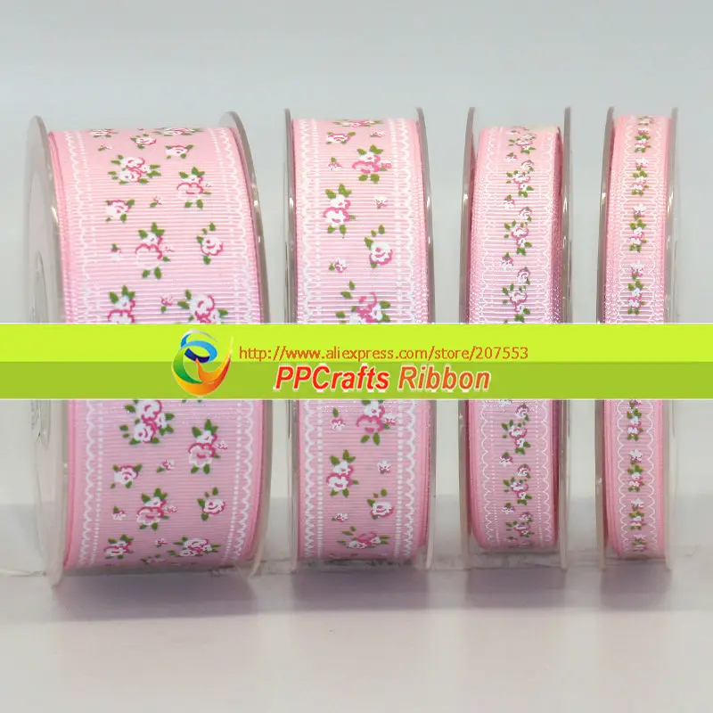 

1.5inch 38mm Small Shivering Flower Printed Grosgrain Ribbon Roll 100yards Free Shipping