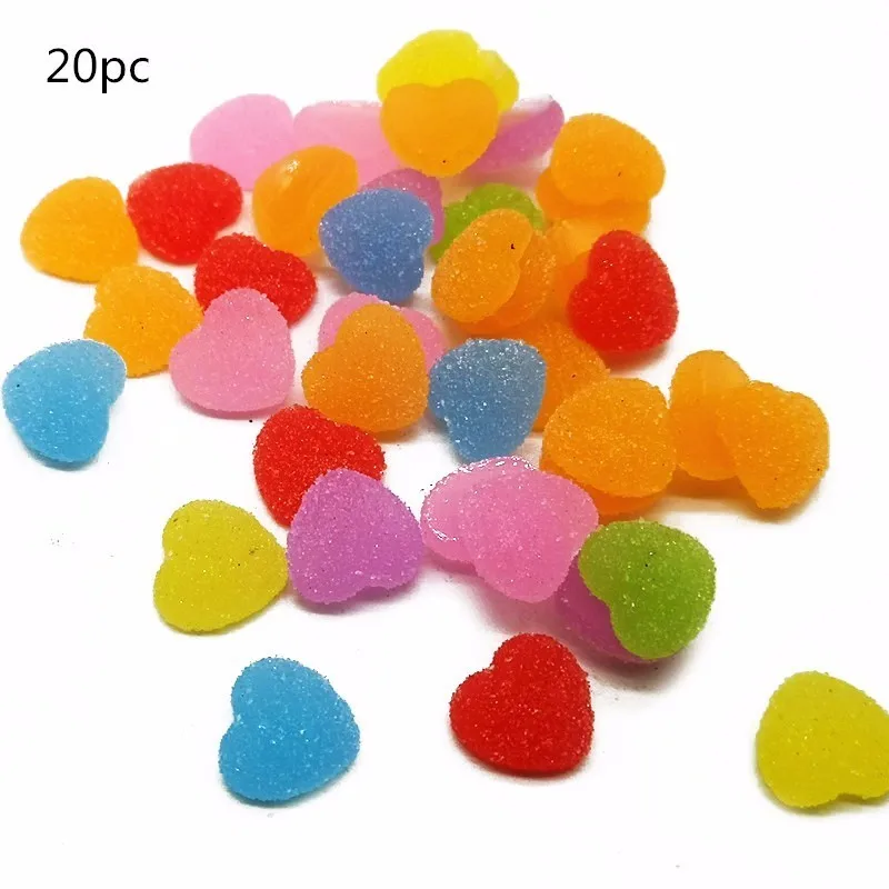 20pc heart 20 шт., искусственное мягкое сахарное желе, мини-конфета, поддельные продукты, орнамент, ремесло, Декор, миниатюрный кукольный домик, свадебное украшение, аксессуары для творчества - Цвет: 20pc heart