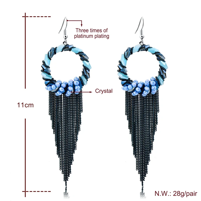 MELIHE Water Drop Black Tassel Earrings For Women Vintage Bohemian Long Earring Female Ethnic Fashion Party Jewelry SER160026 | Украшения и