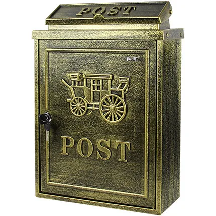 carriage Ручная работа лояльный Ретро почтовый ящик непромокаемый золотой цвет большая коробка деревенский Творческий письмо почтовый ящик вилла Открытый Декор Роза переноска - Цвет: carriage