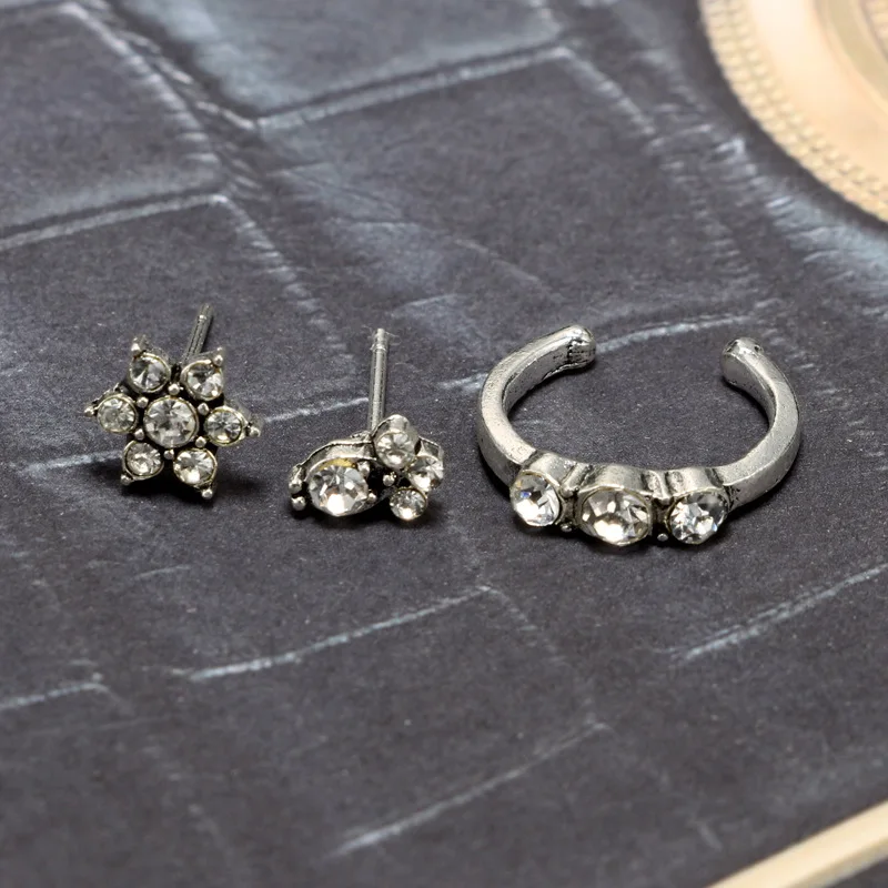 Лот Горячие цветок длинные цепи манжеты серьги набор спираль прокалывания ушей