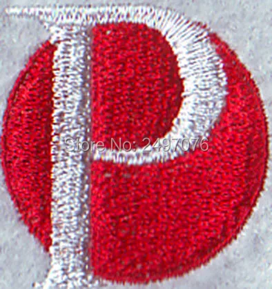 Бесплатная доставка нашивка с вышивкой на заказ для красной буквы P круглым