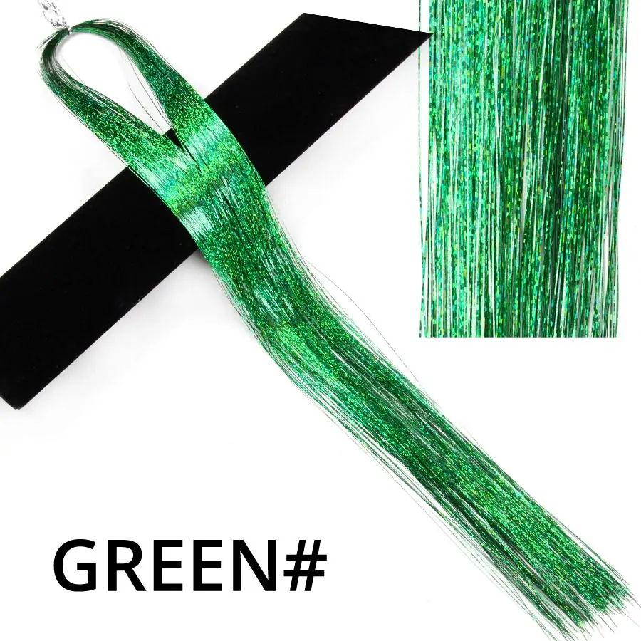 Green Alileader, 100 прядей, 36 дюймов, искра, мишура, синтетические волосы для наращивания, Декор, аксессуары для укладки, мишура, блестящее наращивание для девочек - Цвет: Green