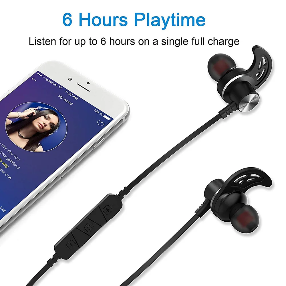 Саго Bluetooth наушники V4.2 магнитных шейным Super Bass с микрофоном Спорт гарнитура для
