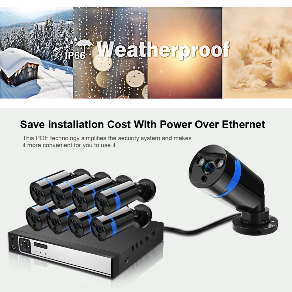 BESDER POE48V 8 канальный PoE Комплект Системы Видеонаблюдения камера 1080P CCTV система P2P шт