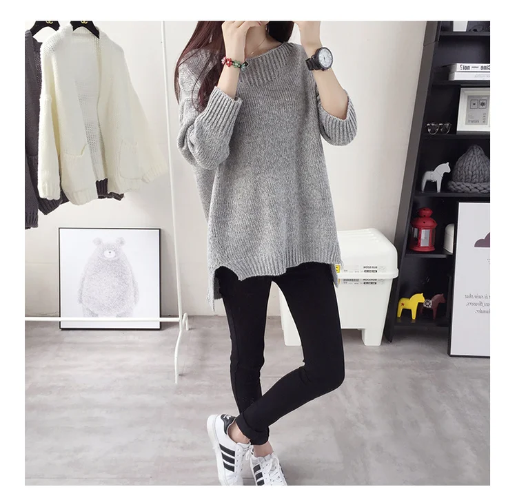 Spring Autumn Winter New O-Neck Long Sleeve Solid Color Knitted Warm Sweater Female Pullovers Loose Women's | Женская одежда
