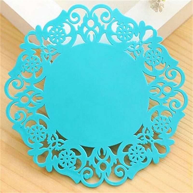 blue 1 шт. в форме цветка подстаканник для кружек с полой изоляцией для украшения офисных принадлежностей - Цвет: blue