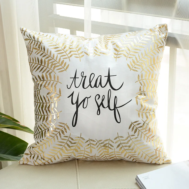 45*45cm New Arrival Modern and Simple Hight Quailty Bedroom living room Bronzing Gold Flax Cotton Pillow Case | Дом и сад