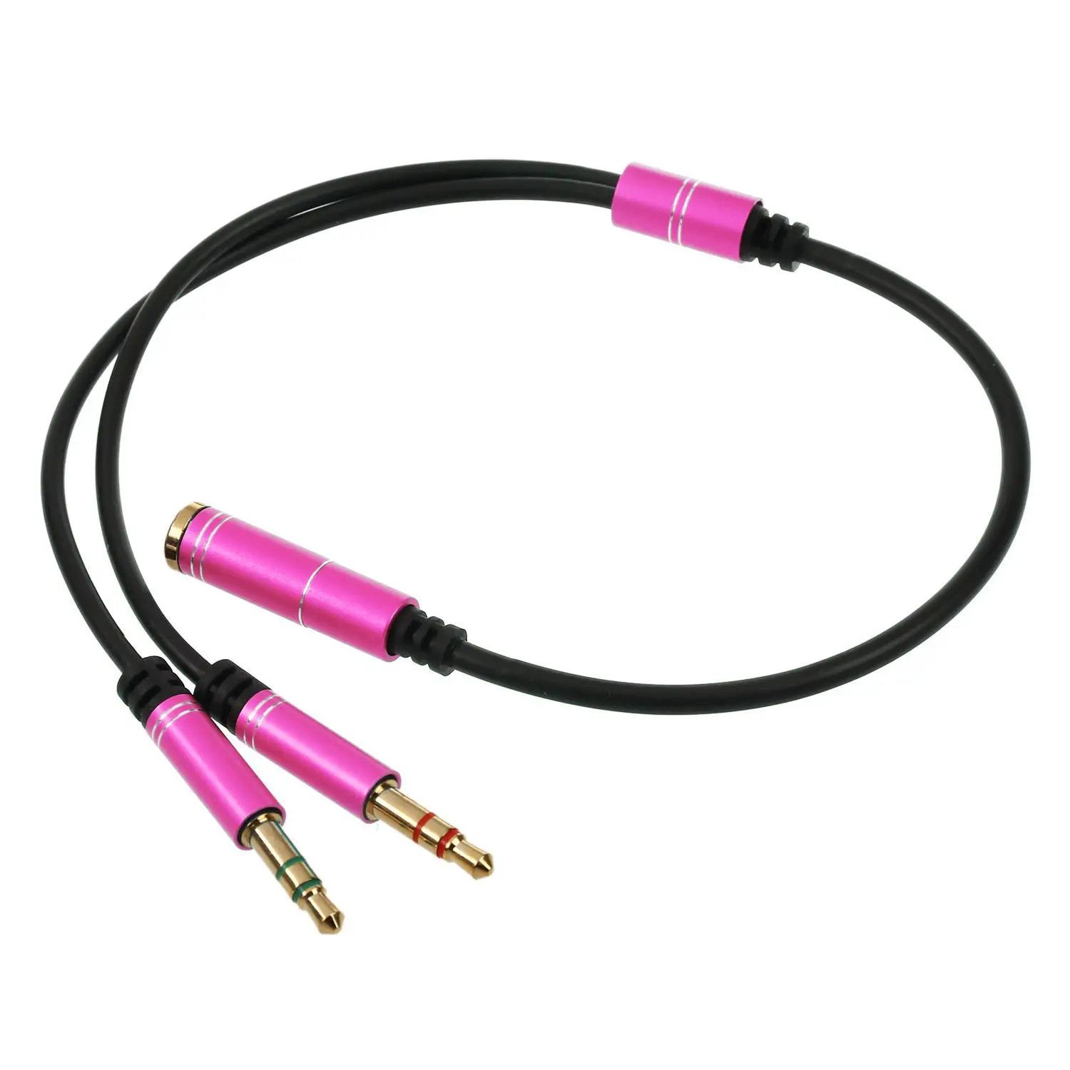 HOT 3.5mm Аудио Микрофон Y сплиттер кабель адаптер для наушников розовый красный|y