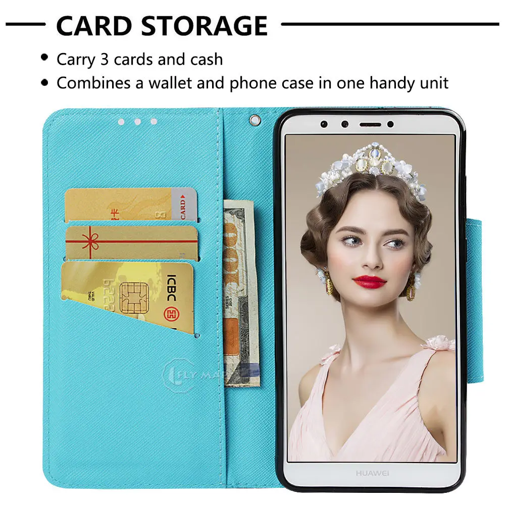 Большой чехол кошелек для Huawei Y9 2018 9Y FLA LX1 LX2 Y92018 кожаный телефона флип